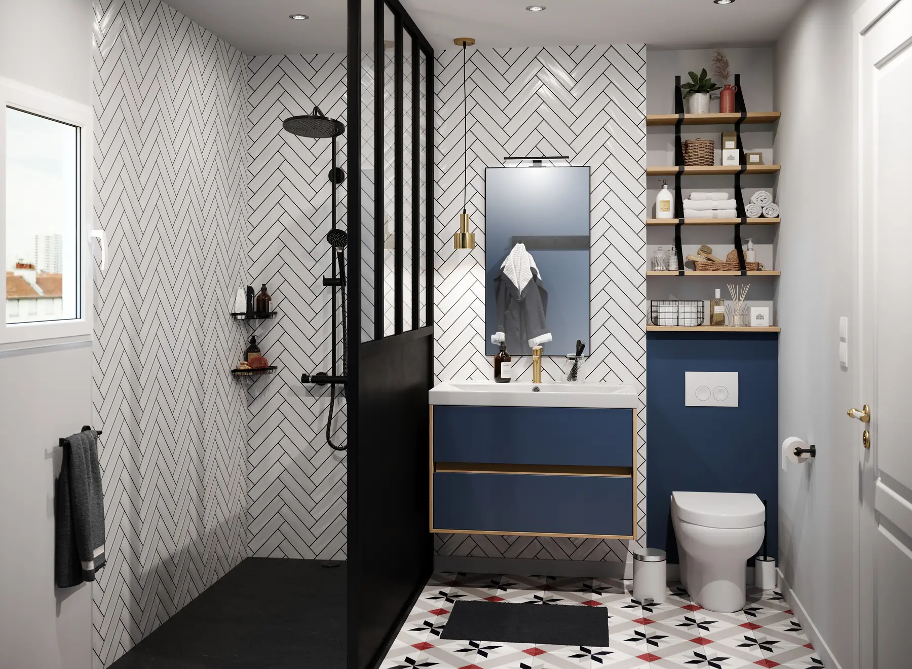 Salle de bains Petite Bordelaise bleu marine