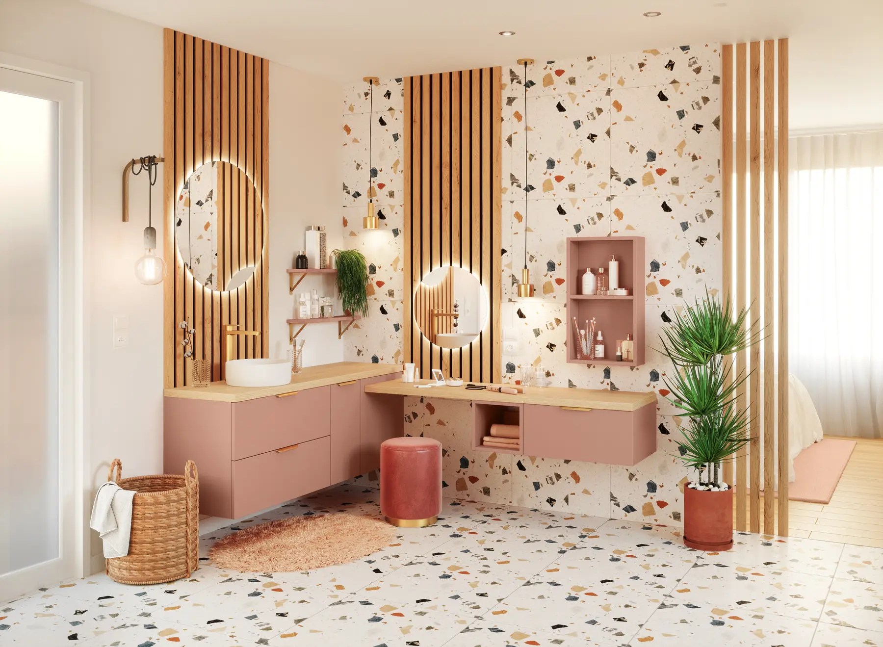 Salle de bains Premières Amours rose poudré
