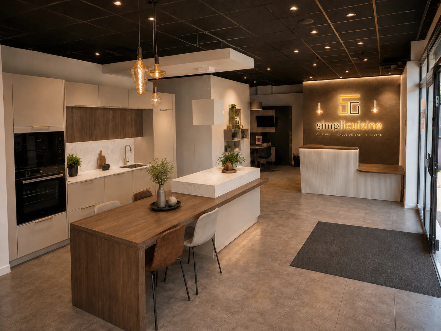 Projection d’ambiance du futur showroom Simplicuisine, extraite du brandbook